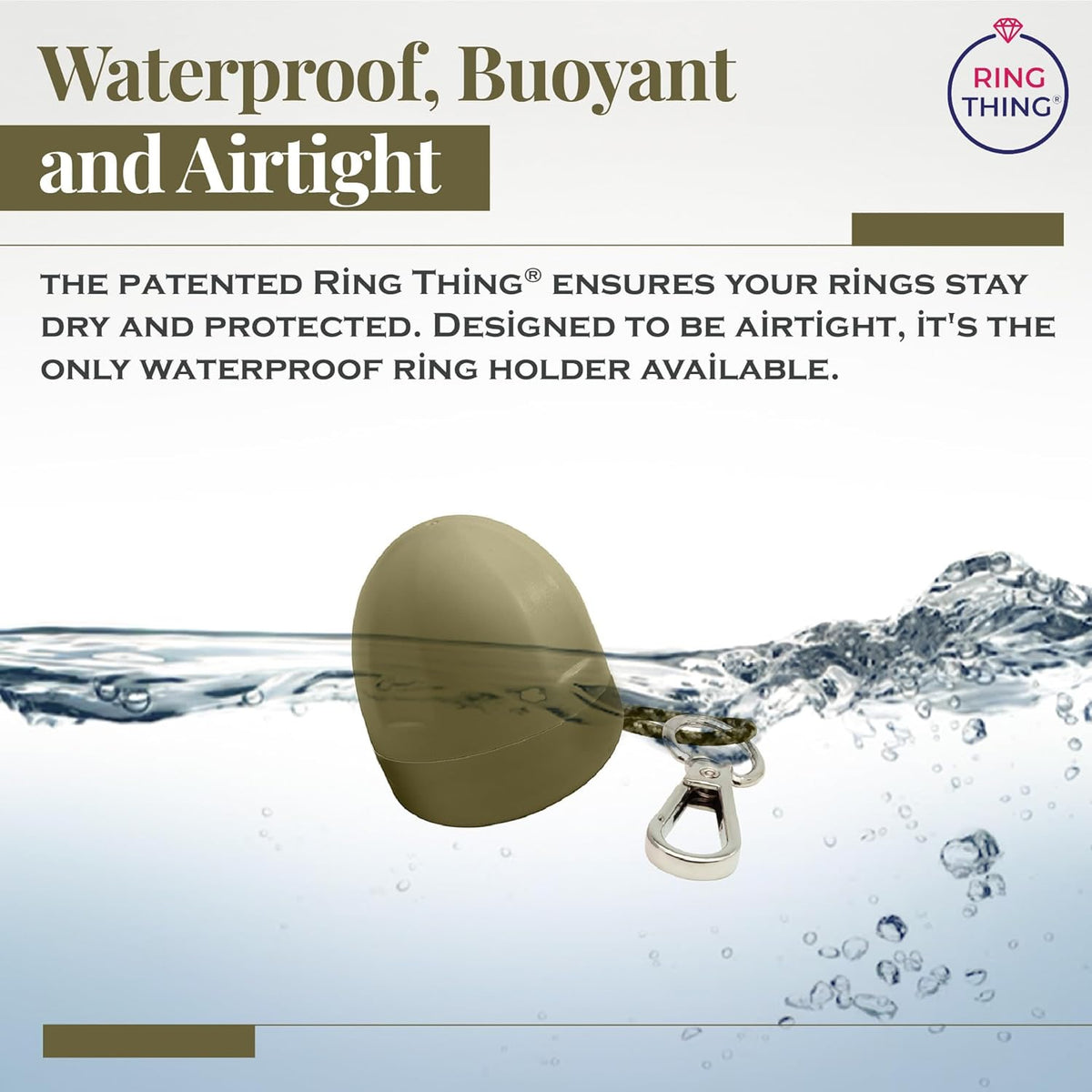 RING THING - Ring Holder Keychain, Jewelry Organizer and Storage, Portable Waterproof Ring Holder, Pill Box Keychain Container, Gym Accessory, and Travel Ring Case (Olive Green)