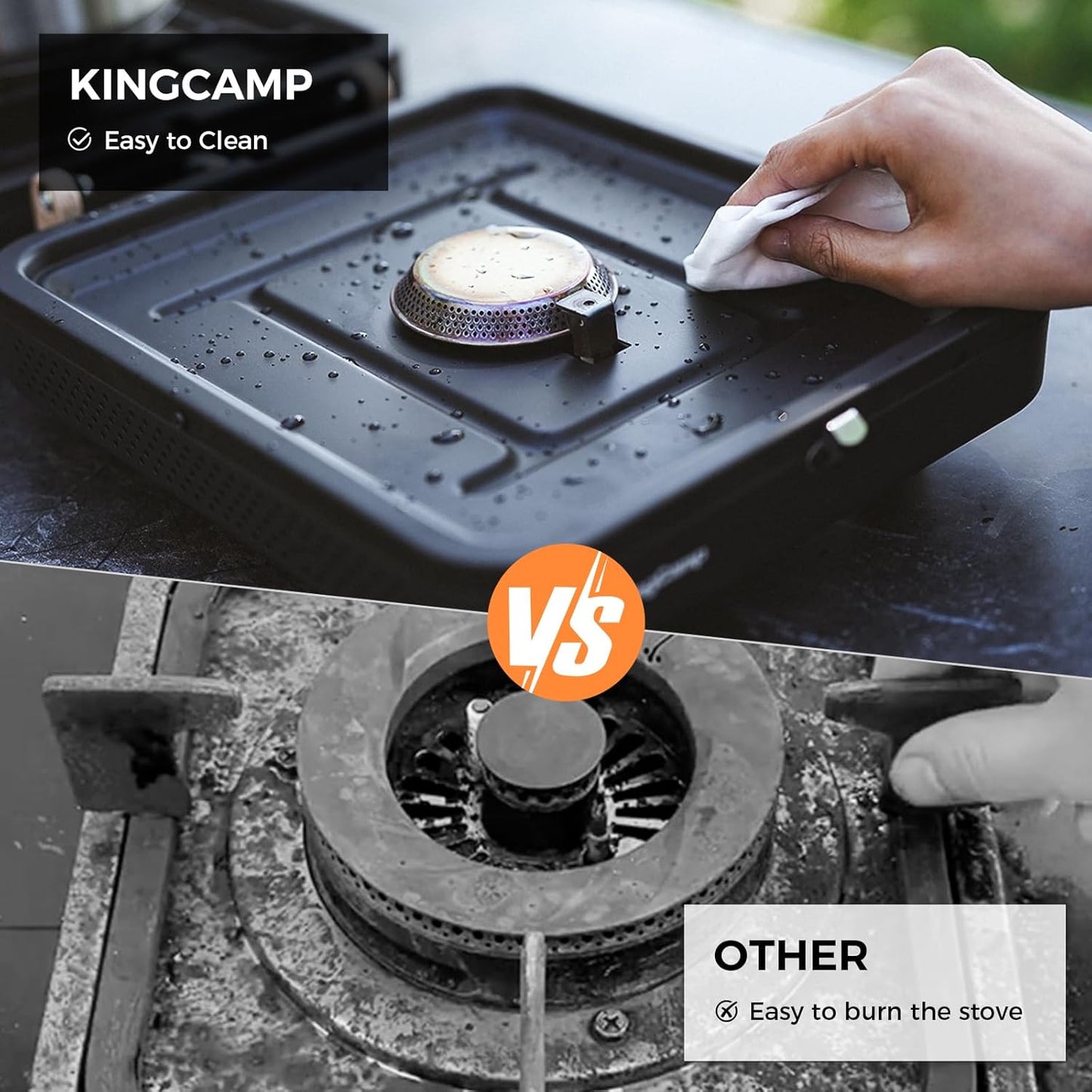 KingCamp 2 Burner Camping Stove，Portable Folding Stove with 20000 BTU，Backpacking Camp Stove for Outdoor Cooking，2 Adjustable Burners & Piezo Ignition for BBQ Hiking Backpacking Camping