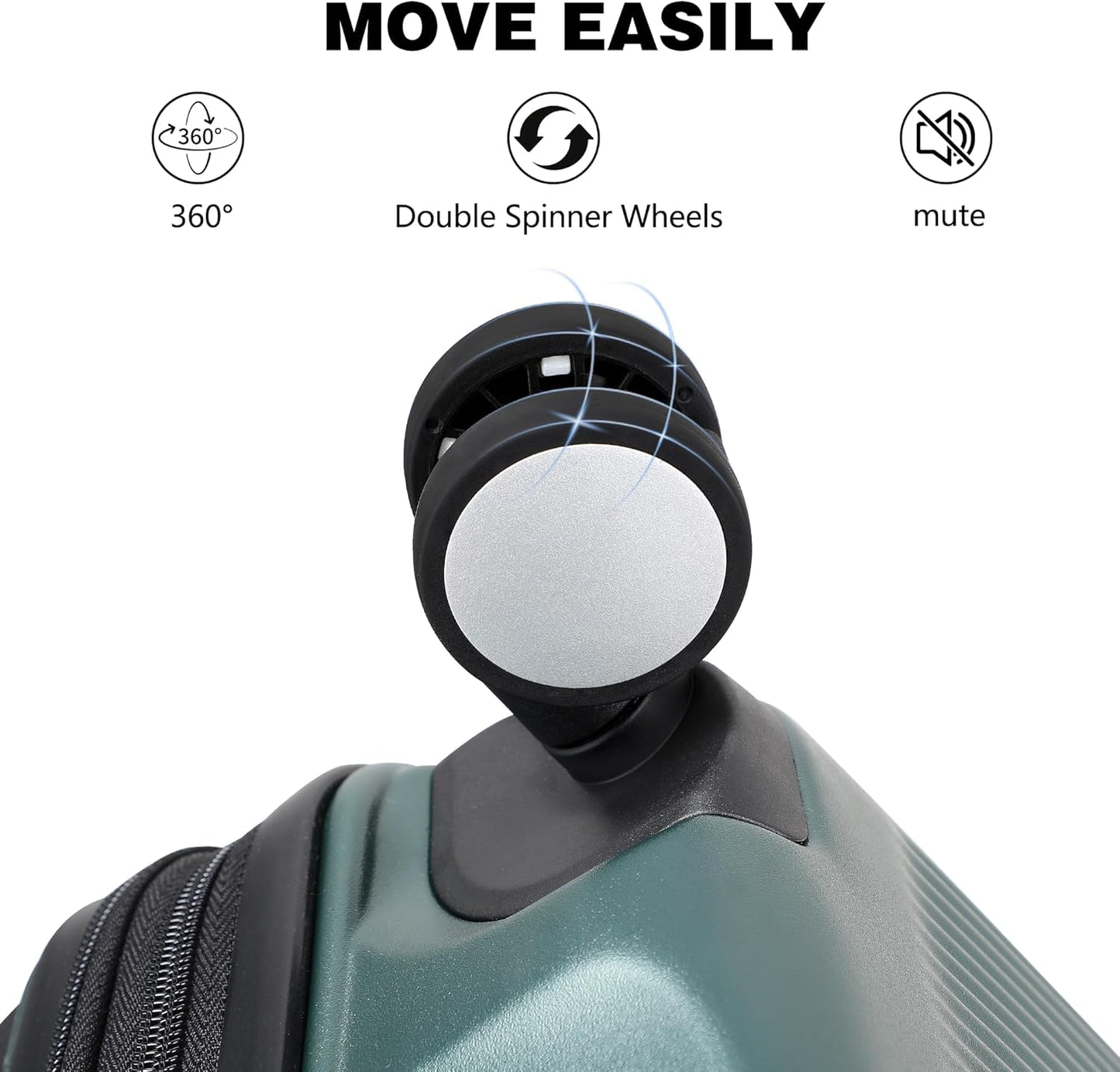 Luggage Sets 2 Piece, 20/28 Inch Lightweight Expandable PC Hardside Durable Suitcases with Spinner Wheels & TSA Lock, Green