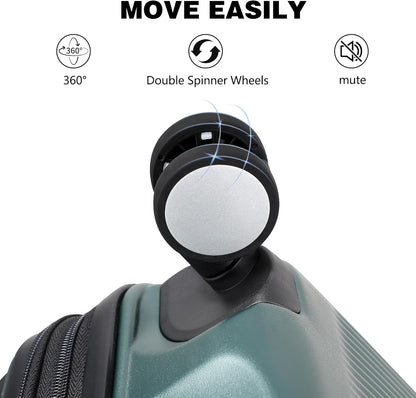 Luggage Sets 2 Piece, 20/28 Inch Lightweight Expandable PC Hardside Durable Suitcases with Spinner Wheels & TSA Lock, Green