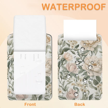 Vintage Peony Floral PU Leather Luggage Tags for Suitcase, Travel Cruise 3 Pack with Privacy Flap, Name ID Label and Metal Loop for Women Men Girls Baggage Bag Backpack