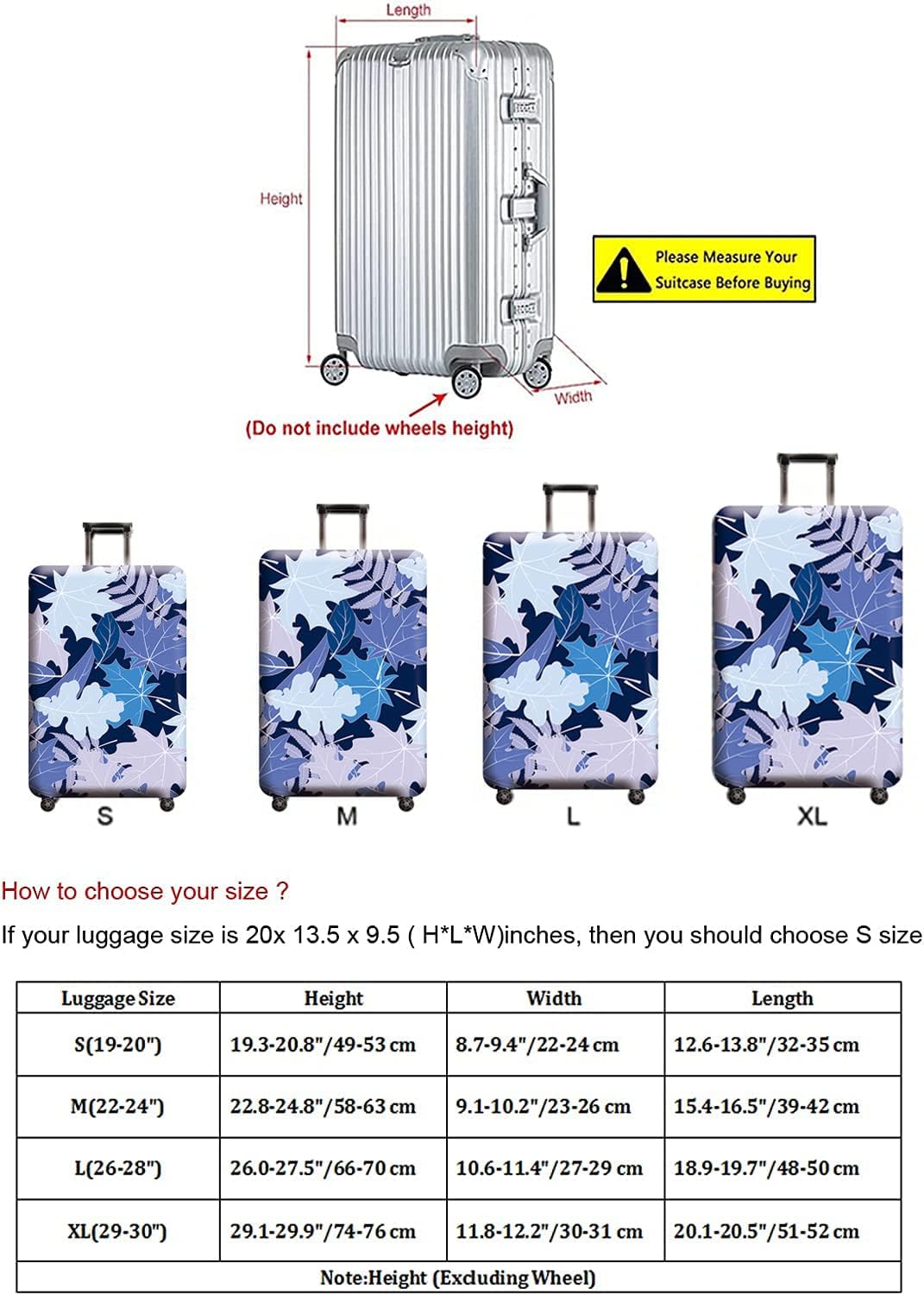 Travel Luggage Cover, Suitcase Protector Bag Fits 29-30 Inch Luggage Bluemaple