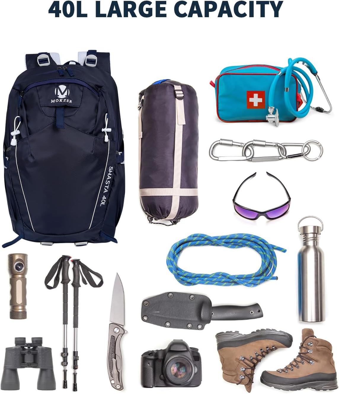 Hiking Backpack 40L Lightweight Waterproof Daypack for Men Women Outdoor Camping Mountaineering Trekking Travel Bag