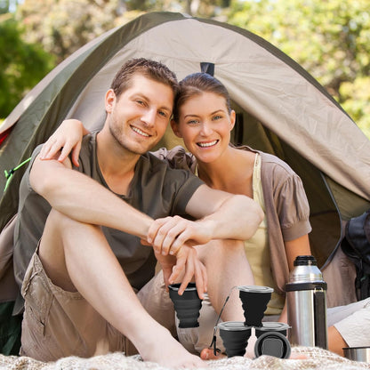 12 Pcs Silicone Collapsible Cup 7.04 oz Folding Camping Travel Collapsible Coffee Cup Portable Reusable Expandable Drinking with Lids for Outdoor Hiking