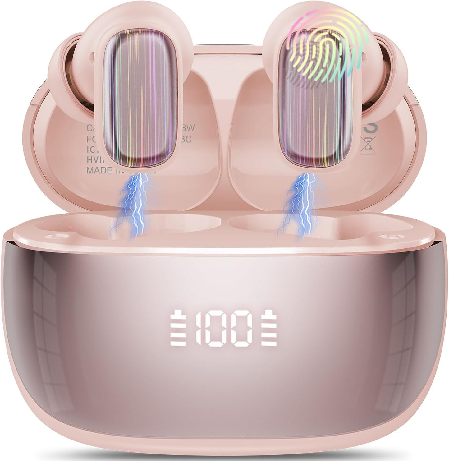 AI Language Translator Earbuds Real Time, 164 Language/6 Translation Modes Translator Earbuds 3-in-1 Translation Headphones, Bluetooth 5.4 Translation Device for Travel Business Learning, Rose Gold