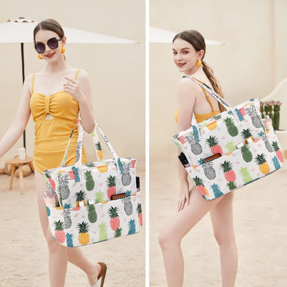 Waterproof Beach Tote Pool Bags for Women Ladies Extra Large Gym Tote Carry On Bag With Wet Compartment for Weekender Travel