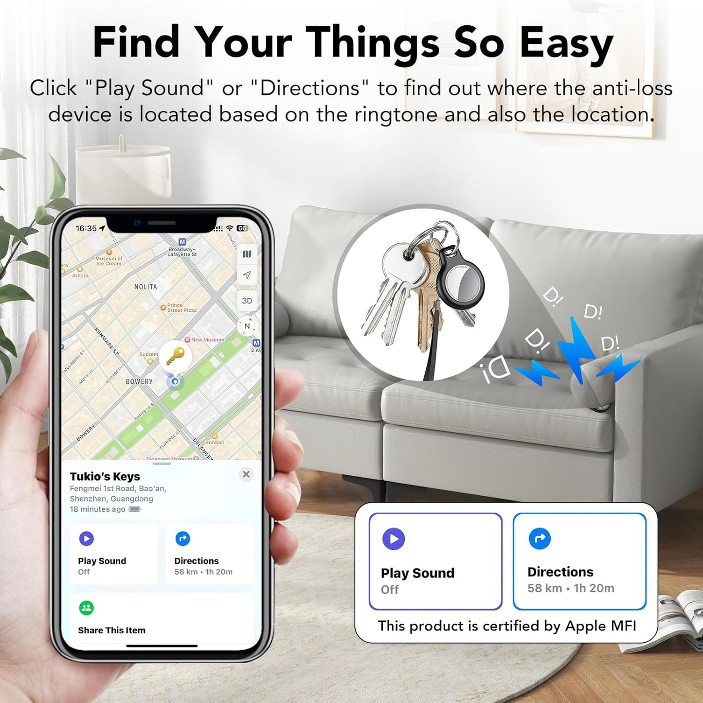 2025 New [Apple MFi Certified] (iOS Only) Air Tracker Tags-4 Pack, Bluetooth Tracker for Apple Find My, Replaceable Battery, Key Finder and Item Locator Smart Tag for Keys, Bags, Luggage, Pets, Wallet