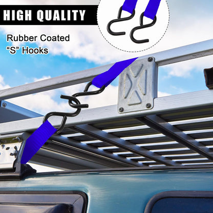 16 Pcs Cambuckle Tie Down Straps 1763lbs Break Strength Securing Straps 1'' x 15 ft Cambuckle Tie Downs with S Hook for Motorcycle, Kayak, Car, Truck, Boat Moving, Securing Cargo(Blue)