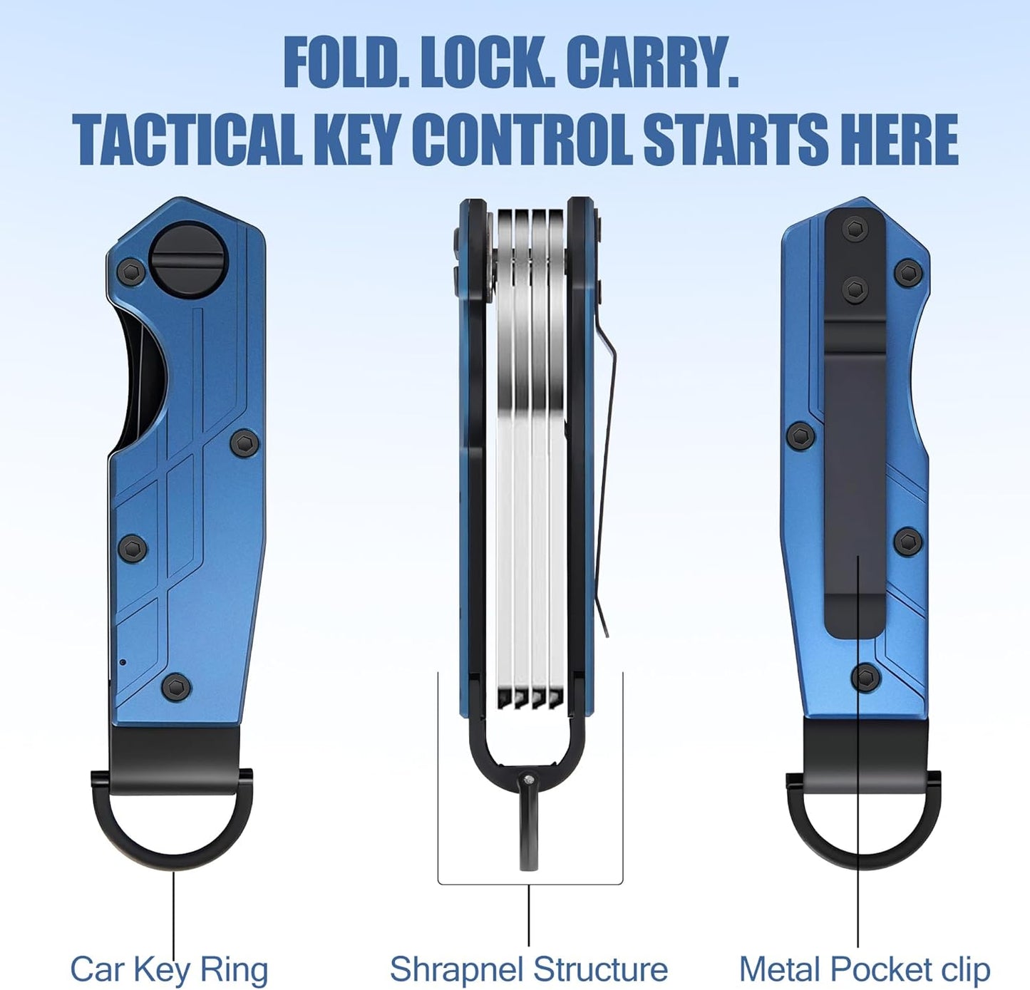 Key Organizer for Men Compact Key Holder Minimalist Key Case Metal Key Chain Key Holder for Keychain Secures 2-5 Keys