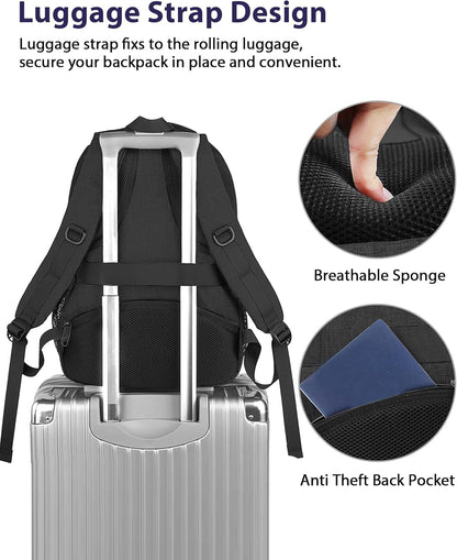 MATEIN 18.4 Inch Laptop School Backpack 50 L, Extra Large Anti Theft Carryon Backpack for Men Women TSA Approved, Work Business Bag with USB Port & Luggage Strap for Travel, Black