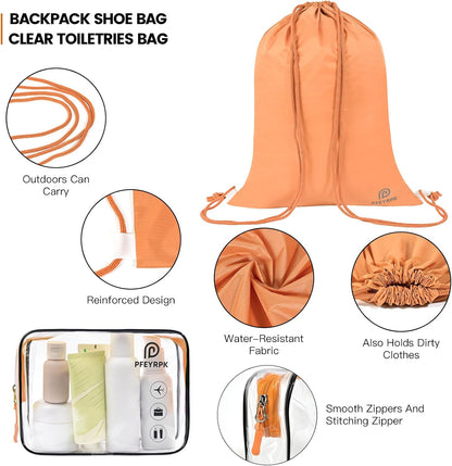 Lightweight Compression Packing Cubes for Suitcases, Compressible Expandable Travel Packing Organizer with Clear Toiletries and Backpack Bag, Travel Essentials for Carry on Luggage 7 Set