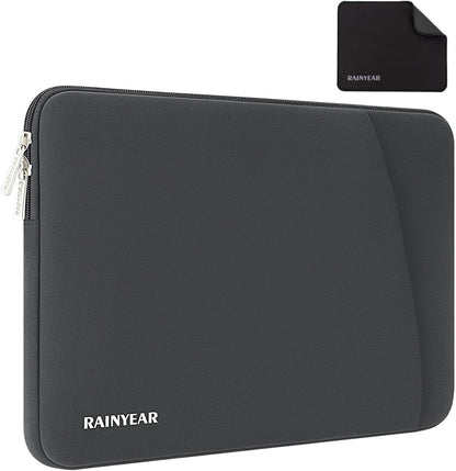RAINYEAR Laptop Sleeve Case with Front Pocket, 15.6 Inch Protective Portable Case with Front Pocket, Briefcase Laptop Carrying Bag Cover Compatible for HP, Dell, Asus, Lenovo, Notebook, Gray