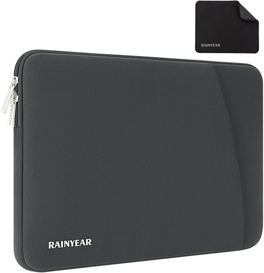 RAINYEAR Laptop Sleeve Case with Front Pocket, 15.6 Inch Protective Portable Case with Front Pocket, Briefcase Laptop Carrying Bag Cover Compatible for HP, Dell, Asus, Lenovo, Notebook, Gray