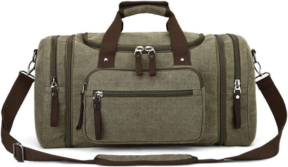 Duffle Bag for Travel, Large Canvas Duffel Bag for Travelling Overnight Weekender Bag Carry On Bag for Men Women Green
