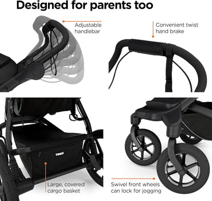Thule Urban Glide 4-Wheel Single Child All-Terrain Stroller, Full-Suspension System, Air-Filled Tires, Upright seat with Adjustable Recline and Built-in Leg Rest, Baby Stroller