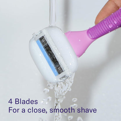 Flamingo Moisture Plus Women's Razor Set - Razor Handle, Blade Refill, and Shower Holder - Fig