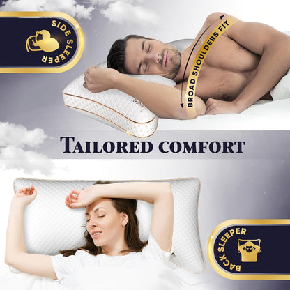 Royal Therapy King 2-Pack Memory Foam Pillow, Adjustable Shredded Odor-Free Pillow for Neck & Shoulder Pain Relief, Support for Back, Stomach, Side Sleepers BioForm
