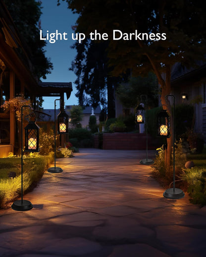 Homemory Solar Lanterns Outdoor Waterproof Hanging with Flickering Flameless Candles, 2 Pack 13'' Garden Outdoor Lantern Decorative for Patio Front Porch Backyard Balcony Cabin Outside Table(Black)