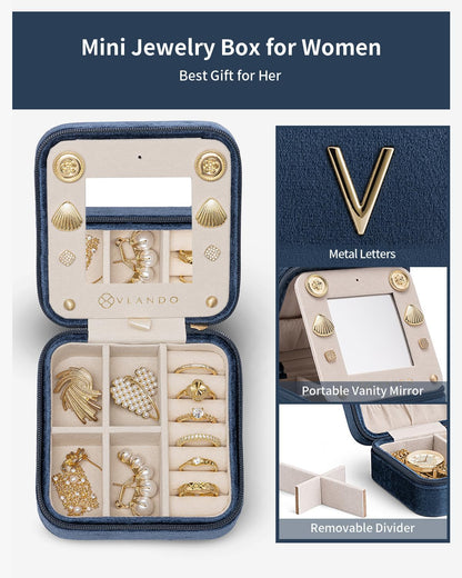 Vlando Travel Gifts for Girls - Birthday, Graduation & Teacher Appreciation Gifts - Letter V, Dark Blue