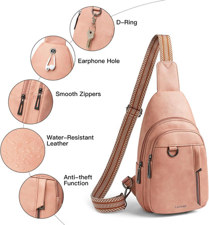 7L Sling Bag for Women Men Leather Small Sling Backpack Daypack Anti Theft Fanny Pack Crossbody Purse Travel