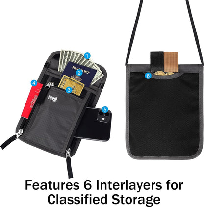 Travel Pouch Neck Wallet Family Passport Holder Organizer Case with RFID Blocking