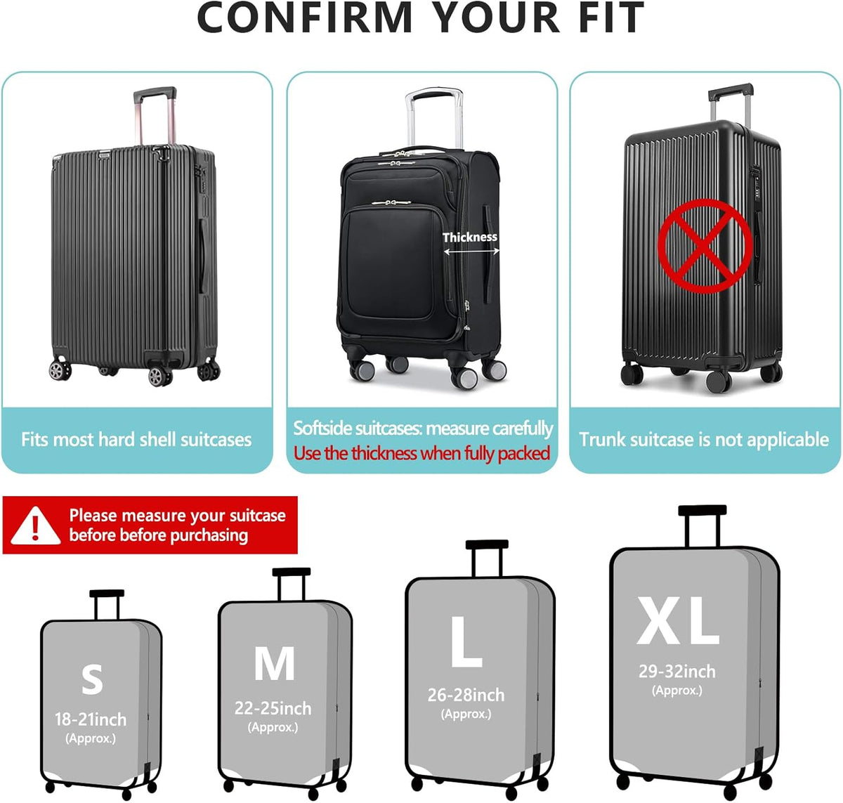 Travelkin Luggage Covers For Suitcase Tsa Approved,Suitcase Cover Protector Fit 18-32 Inch Luggage (Paradise, S)
