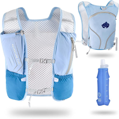Lightweight Running Vest for Women Men, Adjustable Hydration Backpack with 500ml TPU Soft Flask, Breathable Reflective Large Capacity Water Backpack for Running Cycling Marathon Hiking