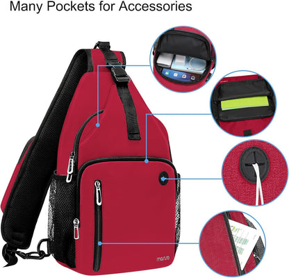 MOSISO Sling Backpack Bag, Crossbody Shoulder Bag Travel Hiking Daypack Chest Bag with Front Square Pocket&USB Charging Port