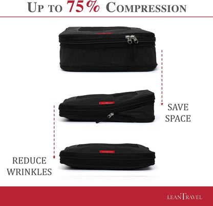 Compression Packing Cubes for Travel Organizers with Double Zipper, LeanTravel