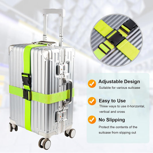 Luggage Straps for Suitcases TSA Approved, Travel Belt Suitcase Belt, Suitcase Straps TSA Approved, Luggage Belt Strap TSA Approved, Travel Straps for Luggage, Luggage Band Bag Straps, Green