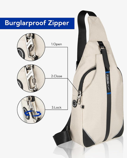 WATERFLY Small Crossbody Sling Backpack Anti Theft Backpack for Traveling Chest Shoulder Bag