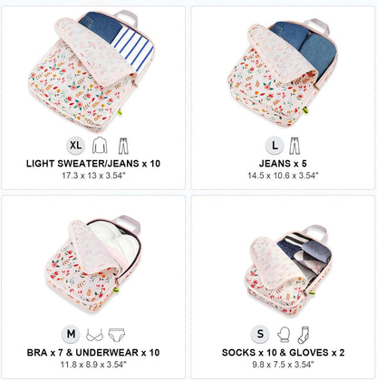 Gonex Compression Packing Cubes, 3pcs/4pcs Expandable Storage Travel Luggage Bags Organizers