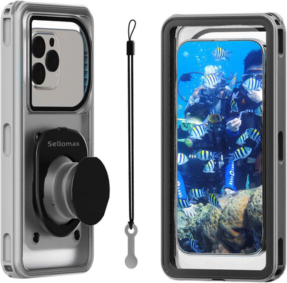 Waterproof Phone Pouch Underwater Protect Bag Wet Touch/Floating Snorkeling/Heavy Duty Hard Phone Case with Lanyard Compatible with iPhone 16 Pro Max/15/14/13 Samsung Galaxy S25-Black