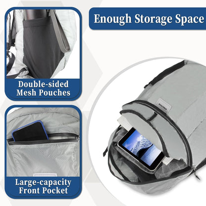 Hiking Daypack - Lightweight & Water-Resistant Portable Backpack for Travel, Camping, Outdoor Adventures(20L, grey)
