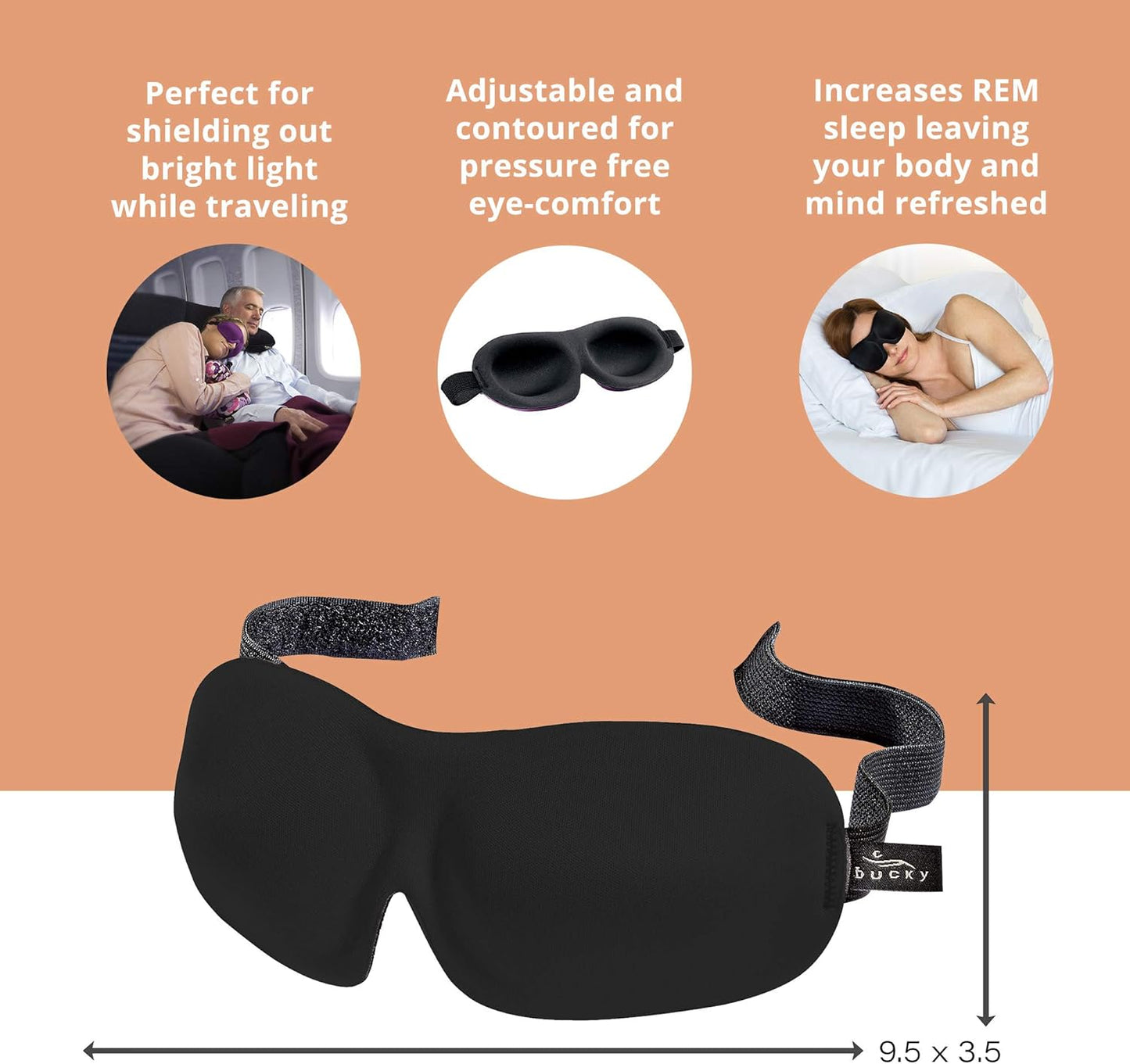 Bucky 40 Blinks No Pressure Printed Eye Mask for Travel & Sleep, Marble, One Size