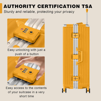 AnyZip Luggage Sets 2 Piece Aluminum Frame Carry On and Checked Suitcase PC ABS Hard Shell TSA Lock No Zipper(Orange, 20/28)