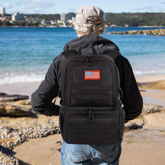 Tactical Double Deck Cooler Backpack for Men,Large Lunch Backpack with 2 Compartment,Soft Cooler Bag