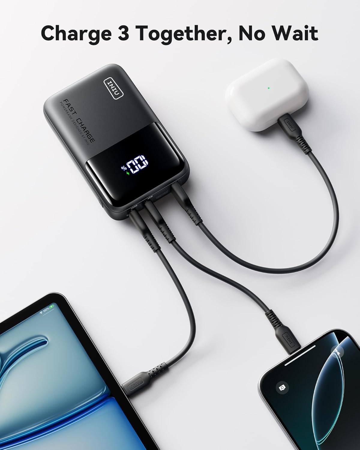 INIU Power Bank, 25000mAh 100W High Capacity Laptop & Phone Portable Charger, Fast Charging Flight Cruise Ship Family Essentials Traveling Mini Battery Pack for College Student Teen Boys Girls, Orange