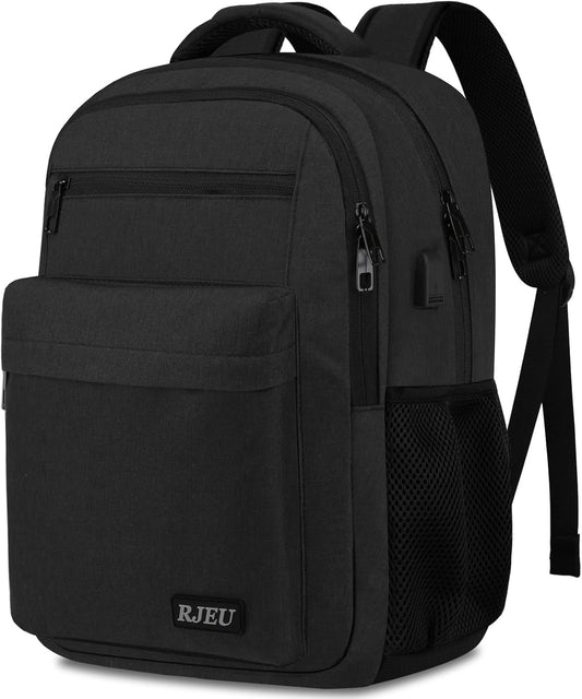 School Backpack for Teen Boys & College Students - 17.3 Inch Laptop Backpack, Ergonomic Anti-Theft Bookbag with USB Charging Port for High School, University, Black