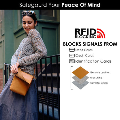 ili New York Leather Mini Sac Crossbody - Genuine Leather Crossbody Bags for Women with RFID Blocking, Adjustable Strap