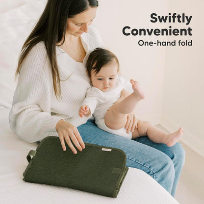 KeaBabies Portable Diaper Changing Pad, Easy Wipe Clean - Foldable Waterproof Baby Changing Mat for Diaper Bag, Compact, Lightweight, 25x13 Baby Changer Travel Essential, Machine Washable (Dark Olive)