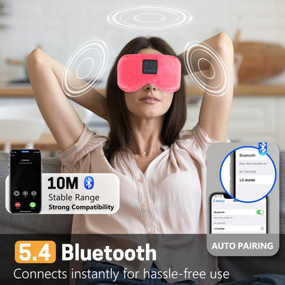 Sleep Mask with Bluetooth Headphones 3D Contour Sleeping Headphones 5.4 Wireless Bluetooth, Ultra-Thin Stereo Speakers Blackout Eye Masks for Men Women Travel Sleep