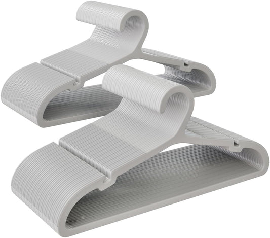 80 Pack Clothes Hangers, Non Slip Plastic Coat Hangers, Space Saving, Heavy Duty, Hanging Dry Wet Clothes, 16.4" x 8.3", Gray, APY0580G