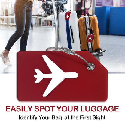 Luggage Tags for Suitcases, Quickly Spot 8Pcs Luggage Identifier Tags, Travel Essentials Accessories Name Tags for Backpacks, Suitcases, Travel Bags, Baggage, Cruise - Flexible Silicone (RED)