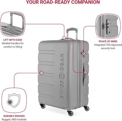 SwissGear 7366 Hardside Expandable Luggage with Spinner Wheels, Grey, Checked-Large 27-Inch