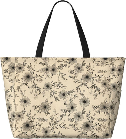 Beach Bag for Women Beach Tote Bag Waterproof Sandproof Large Bags with Zipper Big Capacity for Vacation Travel