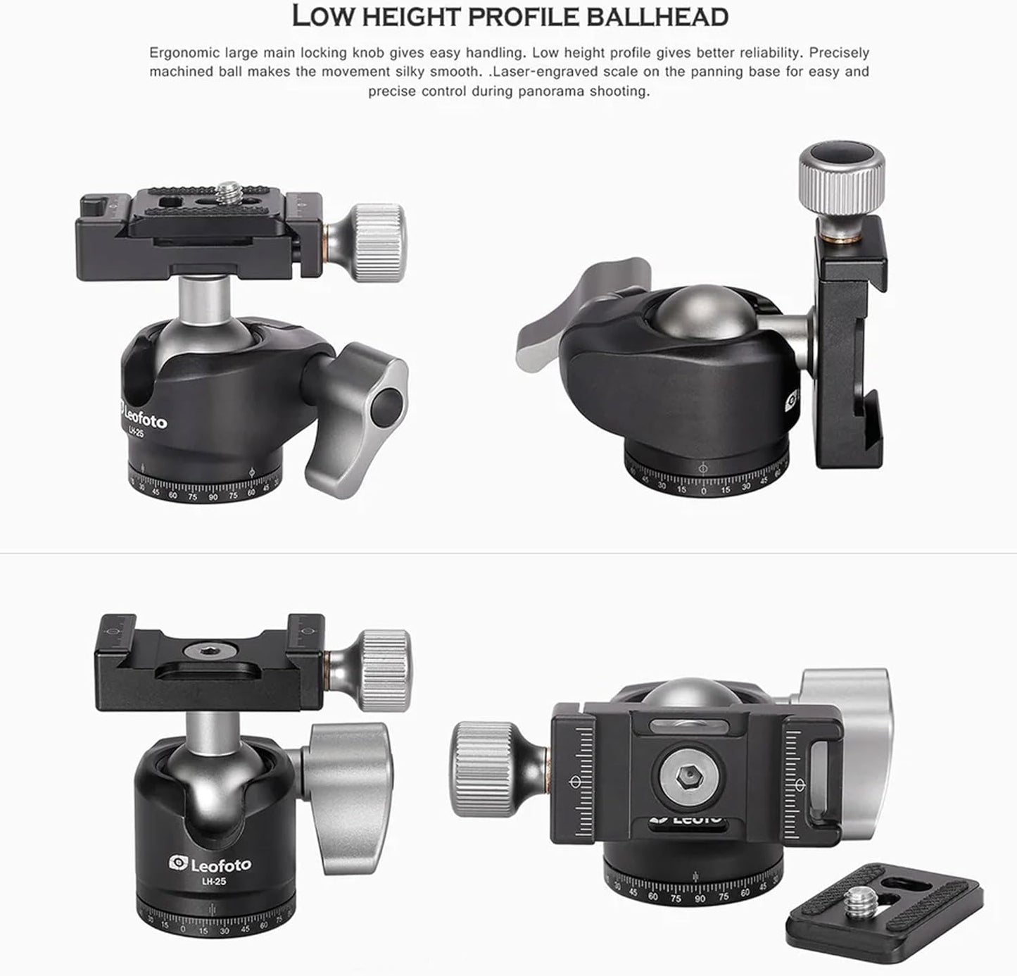 Leofoto Professional Camera Tripod, 45" Compact Carbon Fiber Tripod for DSLR Video Camcorder, 4 Leg Sections, 360° Ball Head, Max Load 6KG/13Lb (LS-224CX+LH-25)