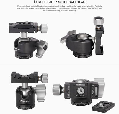 Leofoto Professional Camera Tripod, 45" Compact Carbon Fiber Tripod for DSLR Video Camcorder, 4 Leg Sections, 360° Ball Head, Max Load 6KG/13Lb (LS-224CX+LH-25)