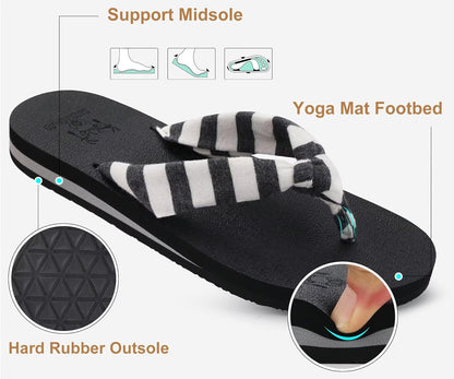 KuaiLu Flip Flops for Women with Arch Support Yoga Mat Comfortable Summer Beach Walking Thong Cushion Sandals Slip On Indoor Outdoor