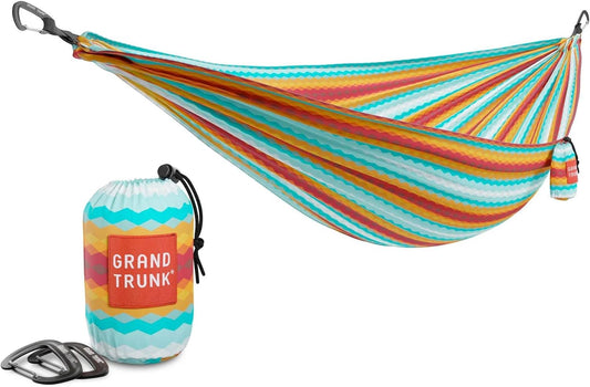 Grand Trunk TrunkTech Single Hammock - One Person Camping, Portable, and Travel Hammock - Nylon and Weather-Proof - Strap to Trees, Deep Teal with Turquoise Trim